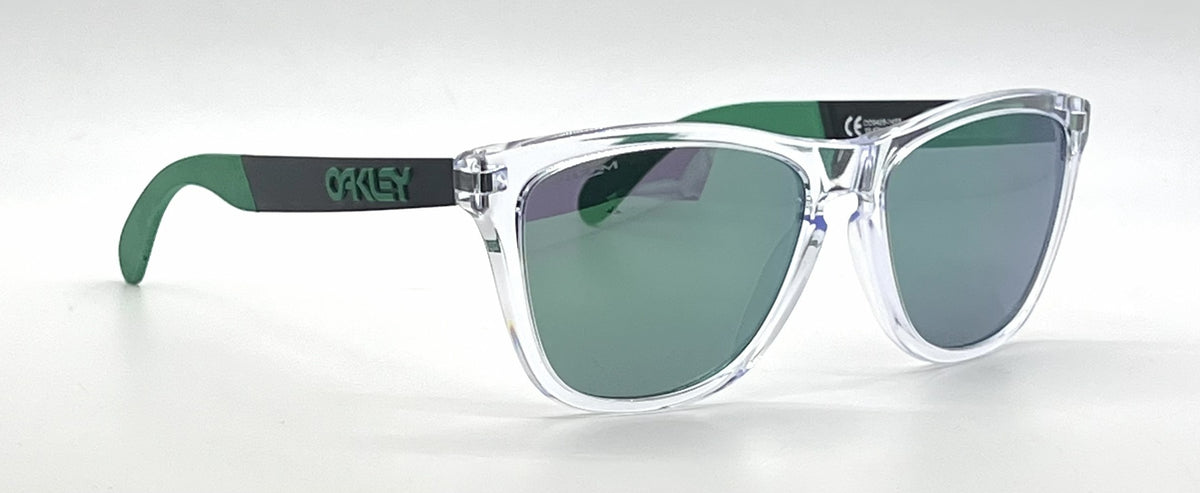Oakley Frogskins Mix OO9428-0455 Polished Clear front Sunglasses-Prizm Jade Lenses-Unworn