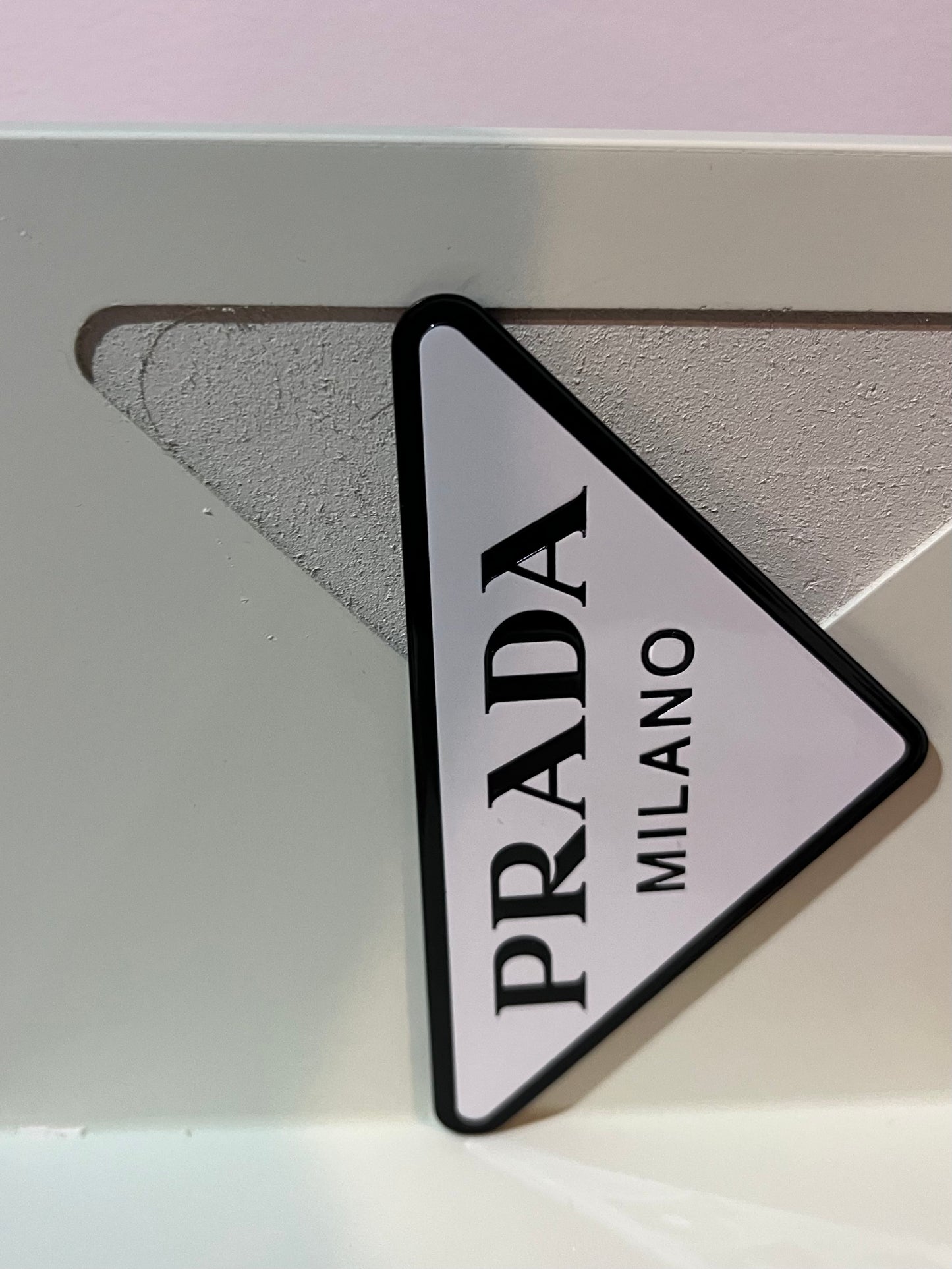 PRADA “L-Shaped” Counter Display Magnetic Logo-BRAND NEW-Retail Branded Display