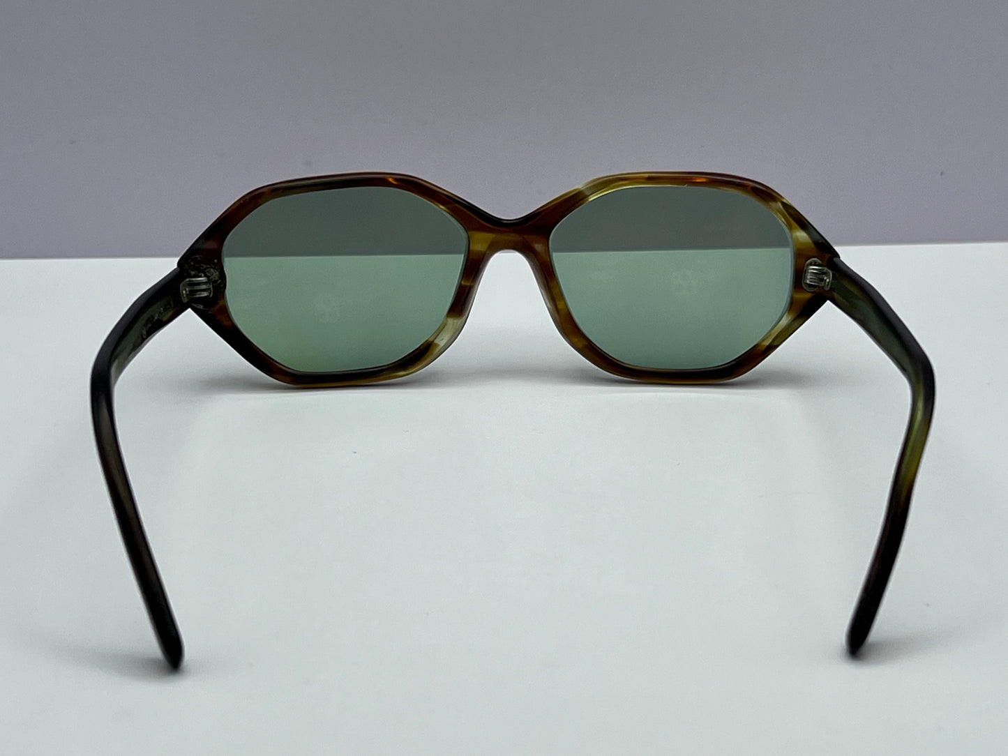 Vintage American Optical 5 1/4 HEX Sunglasses - with Brand New “Berko’s Designs” Custom Bottle Green Lenses