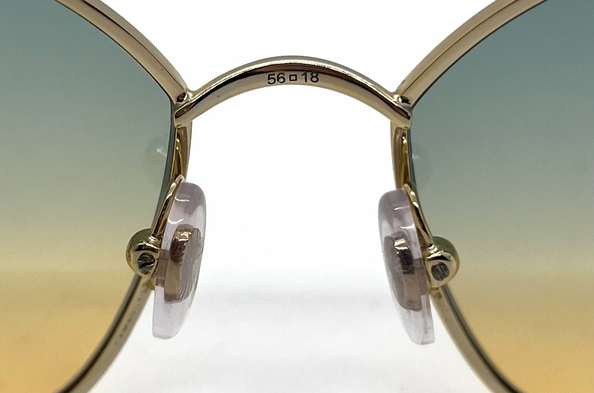 Chloé Gold / Peach Geometric Sunglasses-Teal to Yellow Gradient Lenses-Unworn
