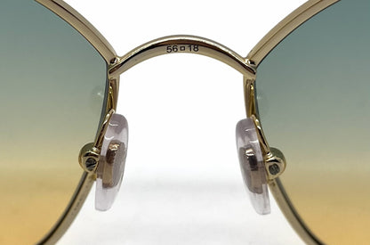 Chloé Gold / Peach Geometric Sunglasses-Teal to Yellow Gradient Lenses-Unworn