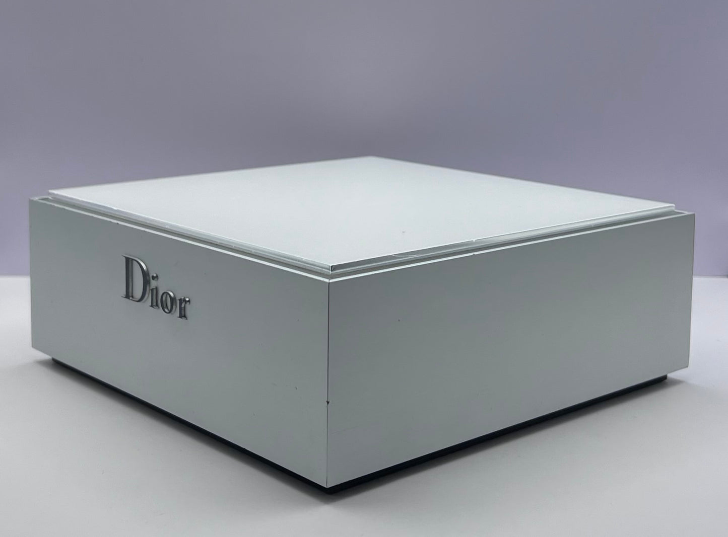 DIOR Square Retail Counter Display-Raised DIOR Lettering-Metallic Boarder-White Taupe Top