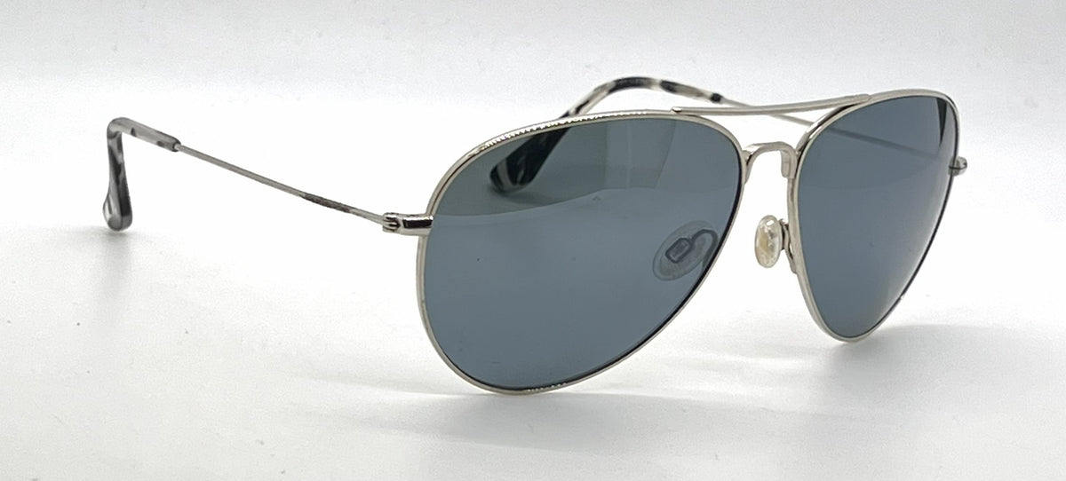 Maui Jim Mavericks MJ-264-17 Silver Titanium Aviator Sunglasses-Blue Hawaii Polarized Lenses-Unworn