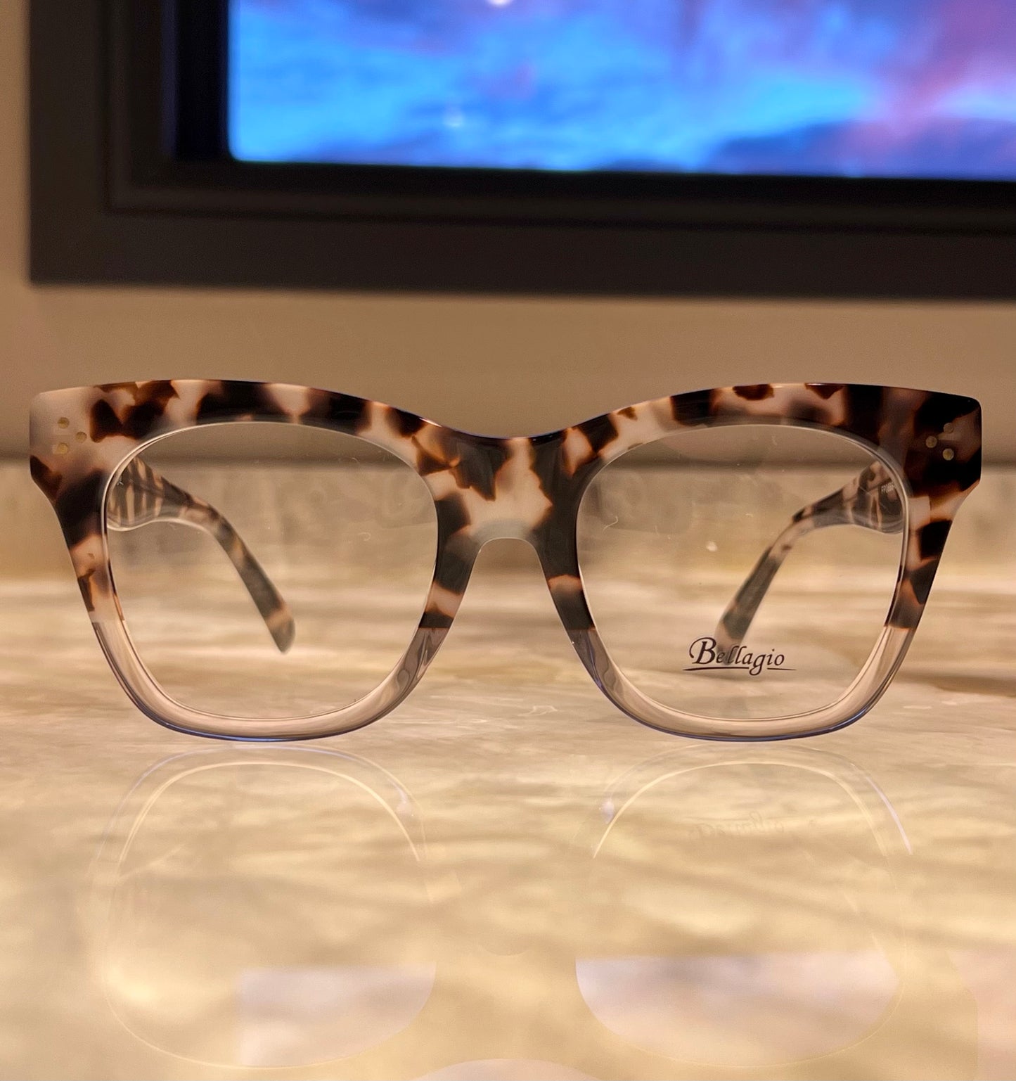 Bellagio Eyewear Pink Tortoise Oversized Rectangle-Model FP0886-01 Size: 54-21-145