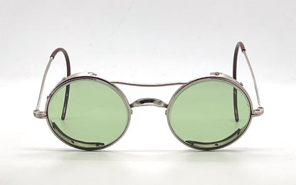 American Optical-Vintage AO Round Green Lens Metal Safety Glasses-All Original