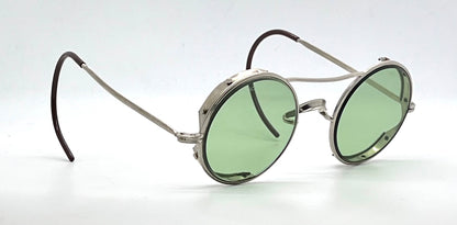 American Optical-Vintage AO Round Green Lens Metal Safety Glasses-All Original