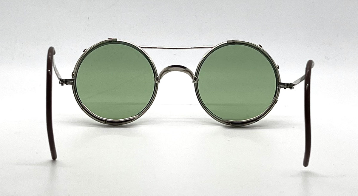 American Optical-Vintage AO Round Green Lens Metal Safety Glasses-All Original