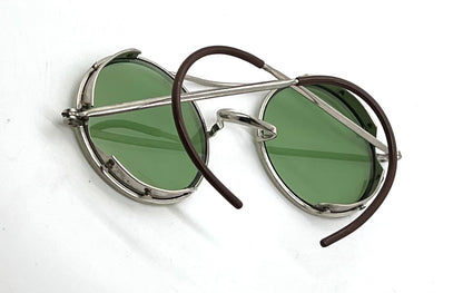 American Optical-Vintage AO Round Green Lens Metal Safety Glasses-All Original