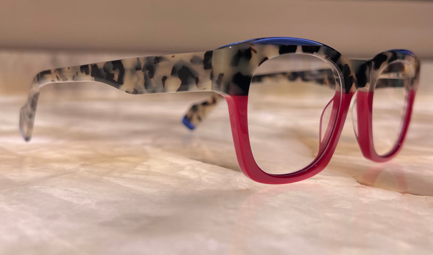 Bellagio Eyewear-Grey Tortoise & Red Squares-Model:Glam 21195 C2-Size: 49-22-148