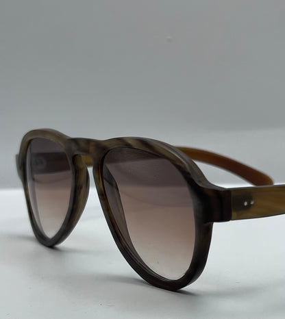 “EROS” By Berkos Eyewear & Design - Buffalo Horn Aviator Sunglasses- Brown Marmar Colored Frames-Custom Gradient Lenses