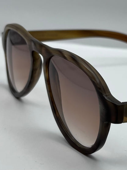 “EROS” By Berkos Eyewear & Design - Buffalo Horn Aviator Sunglasses- Brown Marmar Colored Frames-Custom Gradient Lenses