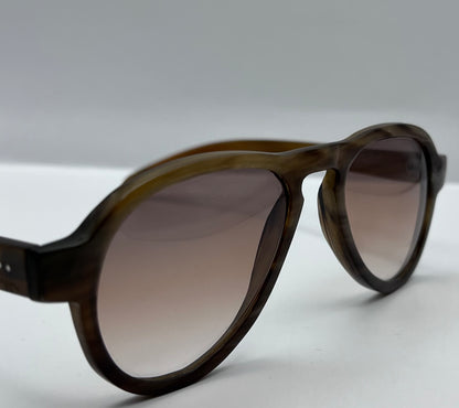 “EROS” By Berkos Eyewear & Design - Buffalo Horn Aviator Sunglasses- Brown Marmar Colored Frames-Custom Gradient Lenses