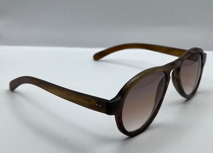 “EROS” By Berkos Eyewear & Design - Buffalo Horn Aviator Sunglasses- Brown Marmar Colored Frames-Custom Gradient Lenses