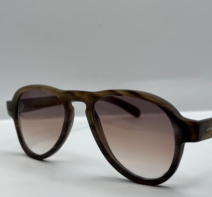 “EROS” By Berkos Eyewear & Design - Buffalo Horn Aviator Sunglasses- Brown Marmar Colored Frames-Custom Gradient Lenses