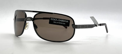 Dolce and Gabbana DG830S 731 Aviator-Vintage Sunglasses Gunmetal Brown-Unworn