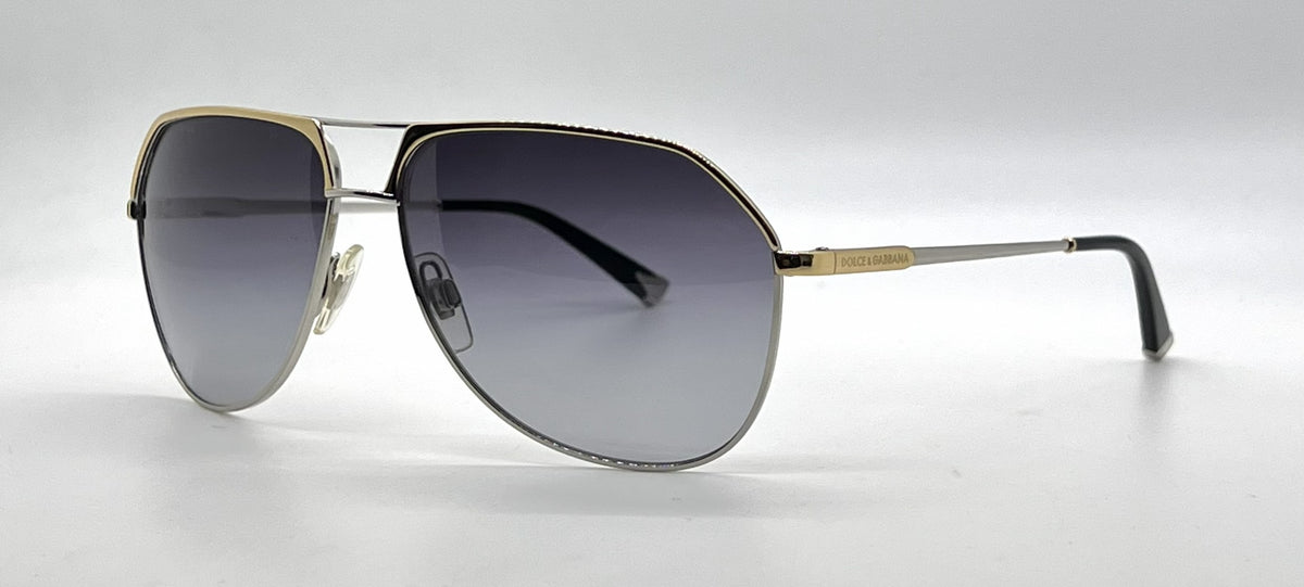 Dolce and Gabbana DG2097 024/8G Aviator-Vintage Sunglasses Silver Gold Gray-Unworn
