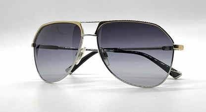 Dolce and Gabbana DG2097 024/8G Aviator-Vintage Sunglasses Silver Gold Gray-Unworn