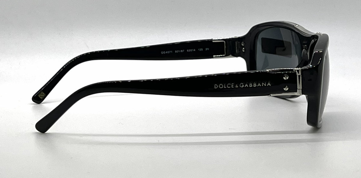 Dolce & Gabbana DG4071 501/87 Rectangular-Vintage Sunglasses Black Grey Metal-Unworn
