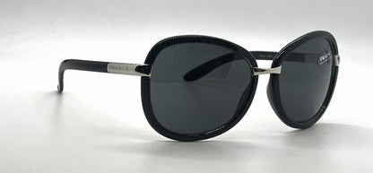 Prada SPR62L 6BA-1A1 Black Silver Rounded-Vintage Sunglasses-Unworn-Italy