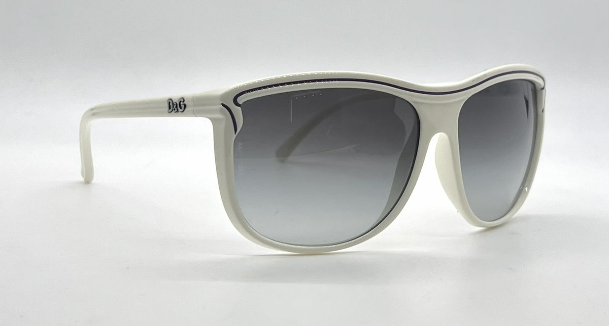 D&G 8059 508/8G Oversized-Vintage Sunglasses White-Purple Pinstripe-Deadstock