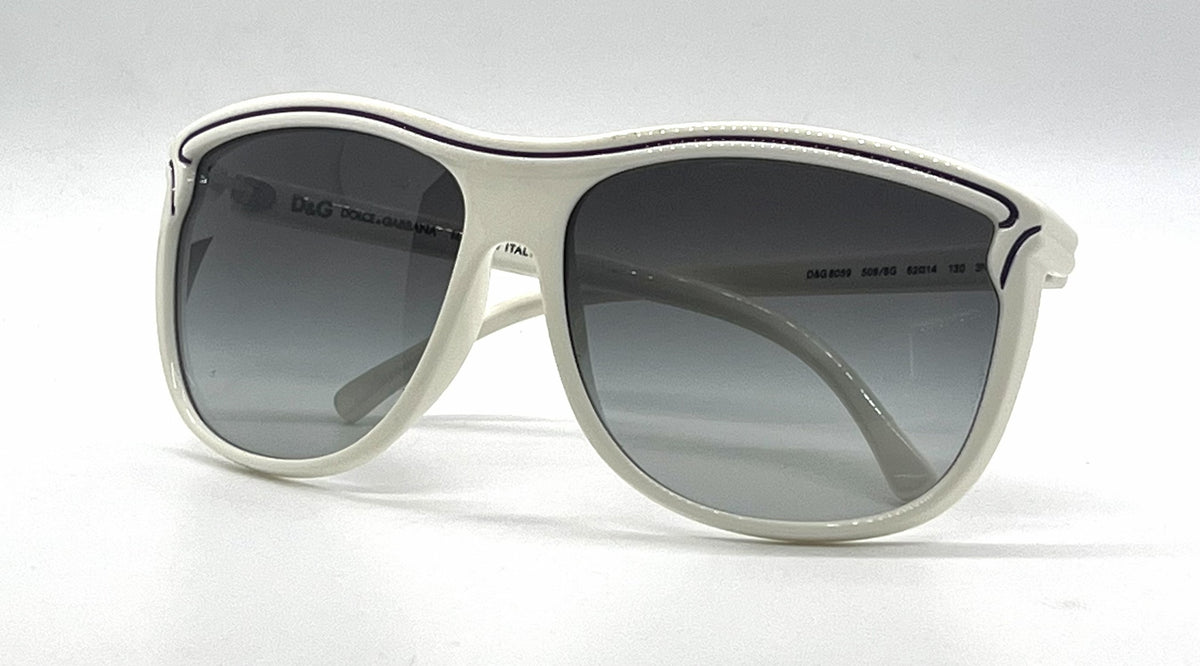 D&G 8059 508/8G Oversized-Vintage Sunglasses White-Purple Pinstripe-Deadstock