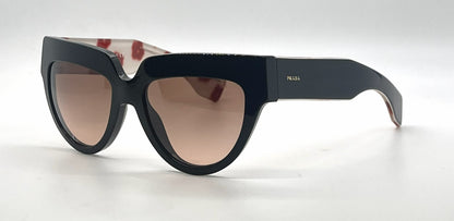 Prada Poeme SPR29P 1AB-0A5 Black Floral Cat Eye Sunglasses-Unworn-Italy