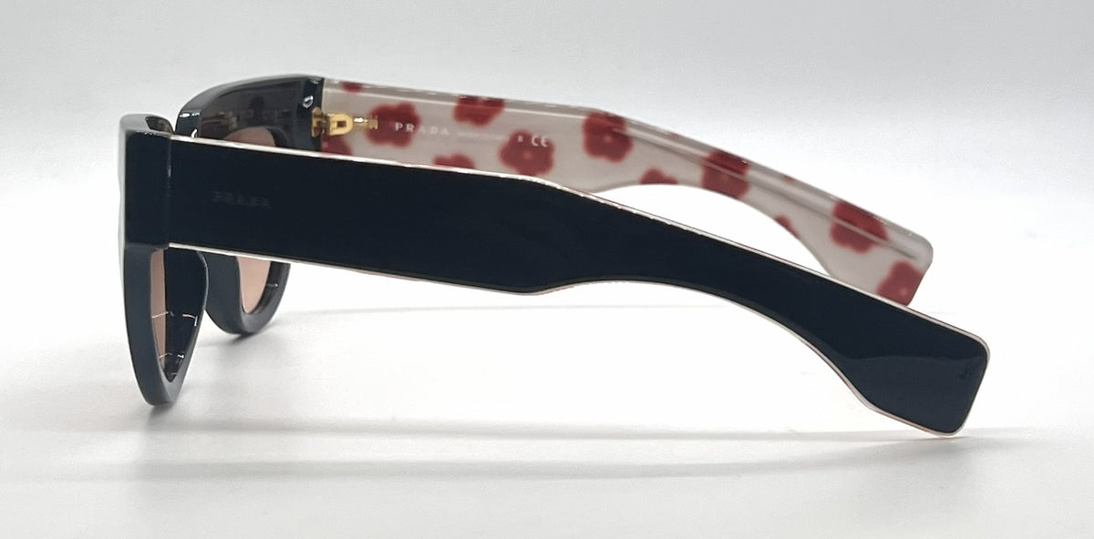 Prada Poeme SPR29P 1AB-0A5 Black Floral Cat Eye Sunglasses-Unworn-Italy