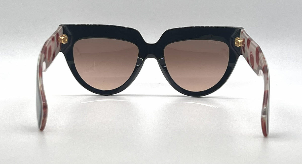 Prada Poeme SPR29P 1AB-0A5 Black Floral Cat Eye Sunglasses-Unworn-Italy