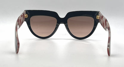 Prada Poeme SPR29P 1AB-0A5 Black Floral Cat Eye Sunglasses-Unworn-Italy