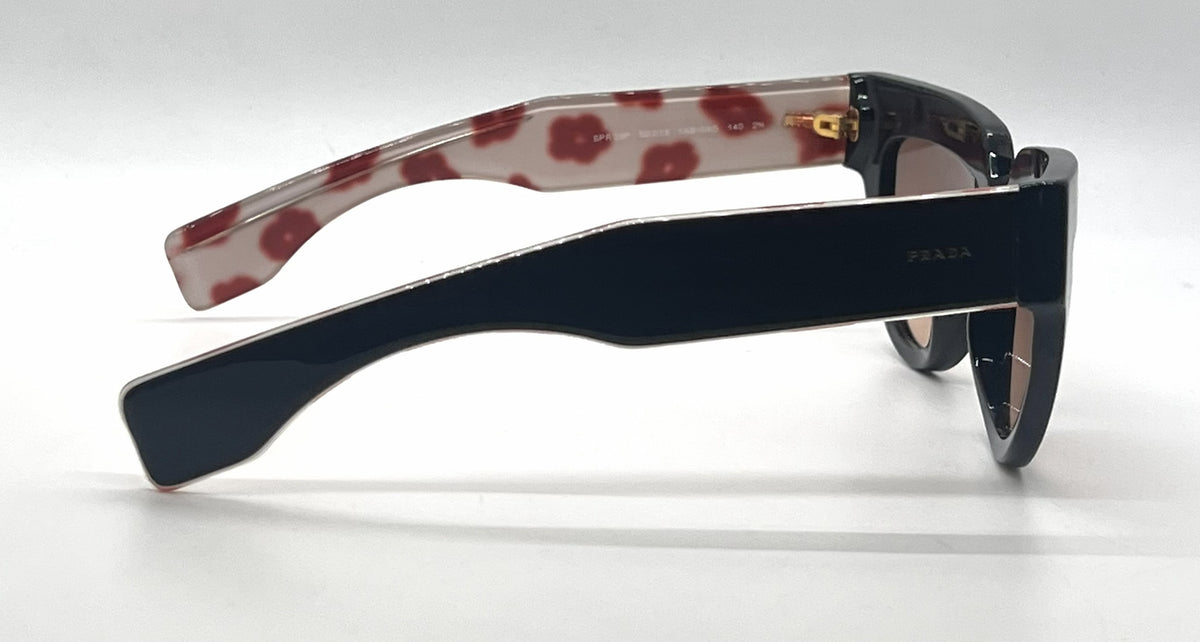 Prada Poeme SPR29P 1AB-0A5 Black Floral Cat Eye Sunglasses-Unworn-Italy
