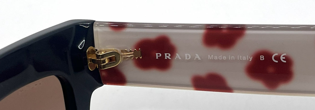 Prada Poeme SPR29P 1AB-0A5 Black Floral Cat Eye Sunglasses-Unworn-Italy
