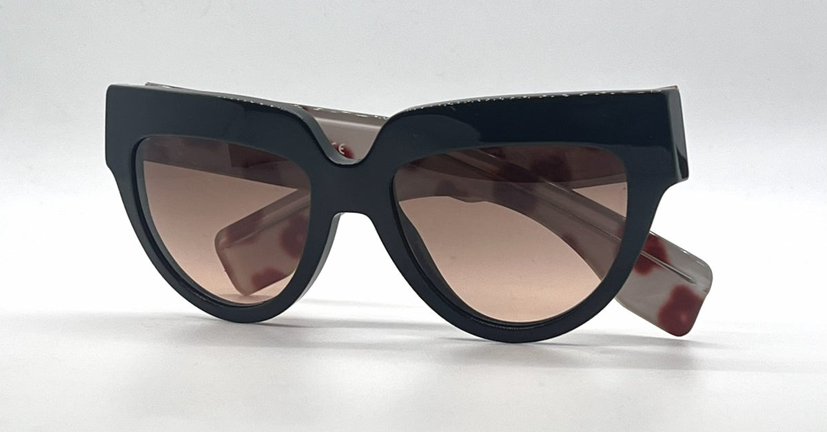 Prada Poeme SPR29P 1AB-0A5 Black Floral Cat Eye Sunglasses-Unworn-Italy
