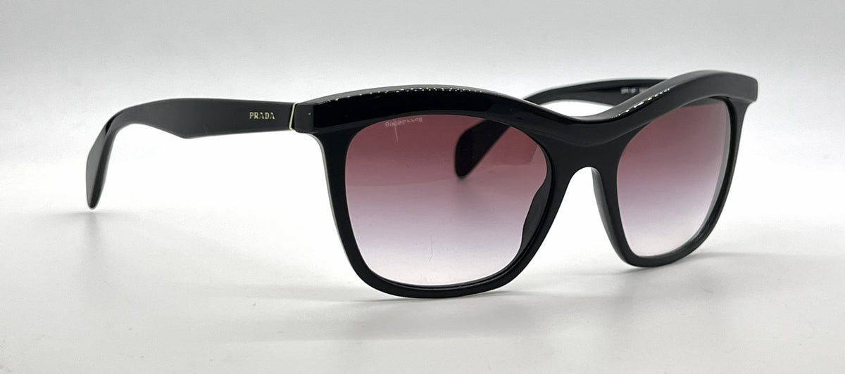 Prada SPR19P 1AB-4V1 Black Cat-eye Sunglasses Violet Gradient Lenses-Unworn