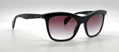 Prada SPR19P 1AB-4V1 Black Cat-eye Sunglasses Violet Gradient Lenses-Unworn