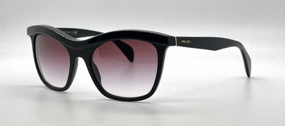 Prada SPR19P 1AB-4V1 Black Cat-eye Sunglasses Violet Gradient Lenses-Unworn