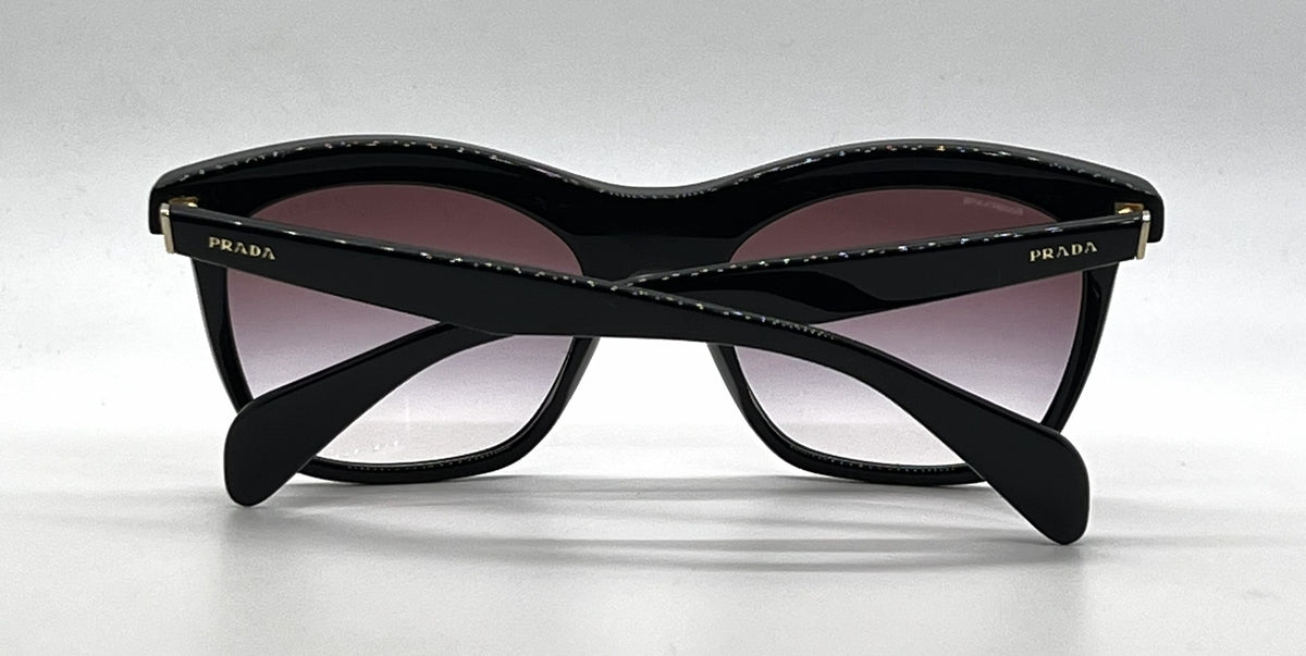 Prada SPR19P 1AB-4V1 Black Cat-eye Sunglasses Violet Gradient Lenses-Unworn