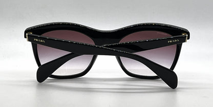 Prada SPR19P 1AB-4V1 Black Cat-eye Sunglasses Violet Gradient Lenses-Unworn