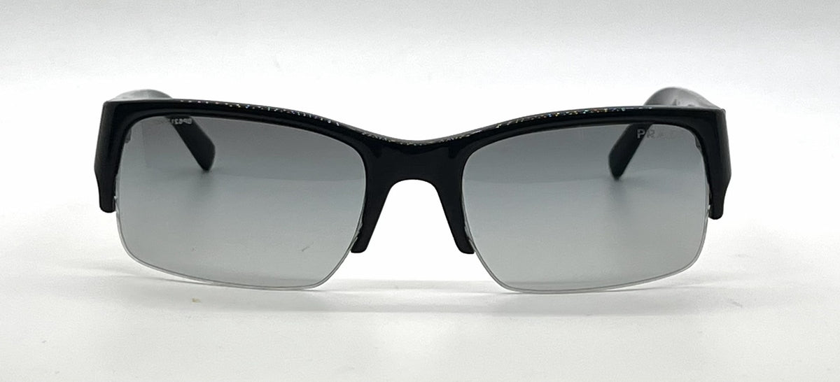 Prada SPR30L 7BN-3M1 Black Semi-Rimless Sunglasses Dark Grey Gradient Lenses-Unworn