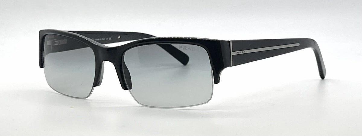 Prada SPR30L 7BN-3M1 Black Semi-Rimless Sunglasses Dark Grey Gradient Lenses-Unworn