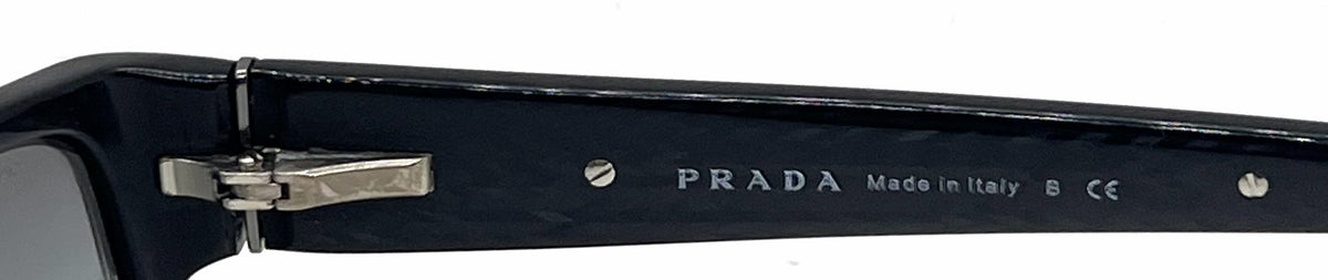 Prada SPR30L 7BN-3M1 Black Semi-Rimless Sunglasses Dark Grey Gradient Lenses-Unworn