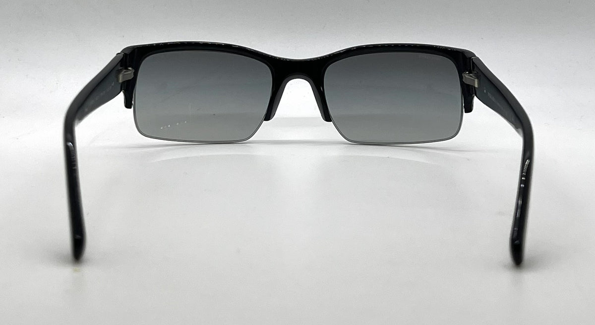Prada SPR30L 7BN-3M1 Black Semi-Rimless Sunglasses Dark Grey Gradient Lenses-Unworn