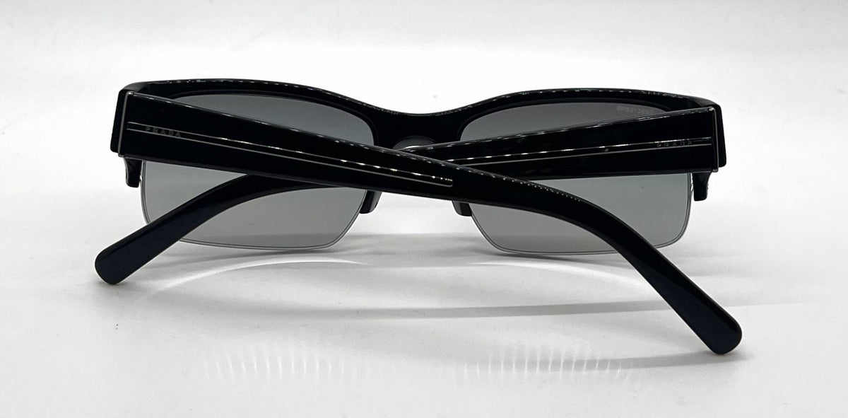 Prada SPR30L 7BN-3M1 Black Semi-Rimless Sunglasses Dark Grey Gradient Lenses-Unworn