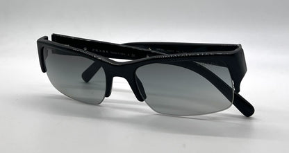 Prada SPR30L 7BN-3M1 Black Semi-Rimless Sunglasses Dark Grey Gradient Lenses-Unworn