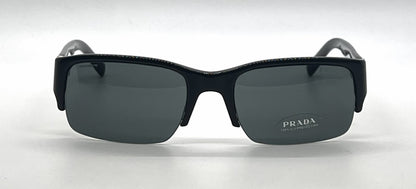 Prada SPR30L 1AB-1A1 Black Semi-Rimless Vintage Sunglasses Grey Blue Lenses-Unworn