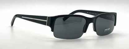 Prada SPR30L 1AB-1A1 Black Semi-Rimless Vintage Sunglasses Grey Blue Lenses-Unworn