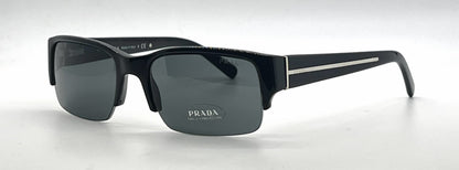 Prada SPR30L 1AB-1A1 Black Semi-Rimless Vintage Sunglasses Grey Blue Lenses-Unworn