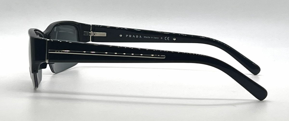 Prada SPR30L 1AB-1A1 Black Semi-Rimless Vintage Sunglasses Grey Blue Lenses-Unworn