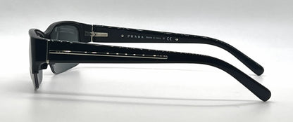 Prada SPR30L 1AB-1A1 Black Semi-Rimless Vintage Sunglasses Grey Blue Lenses-Unworn