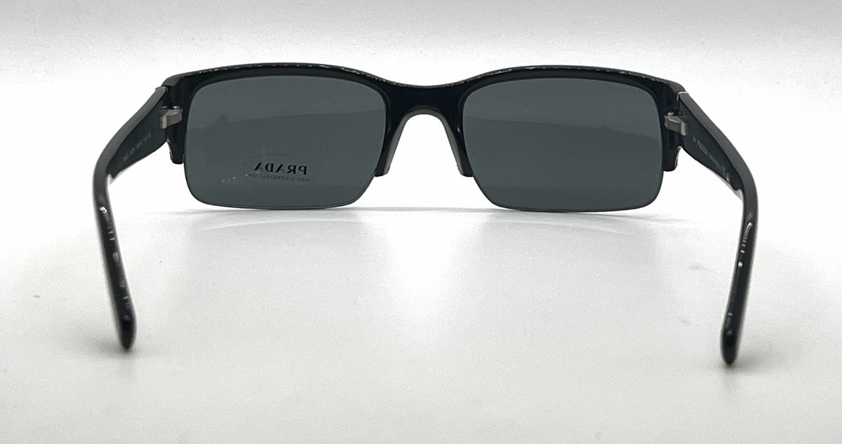 Prada SPR30L 1AB-1A1 Black Semi-Rimless Vintage Sunglasses Grey Blue Lenses-Unworn