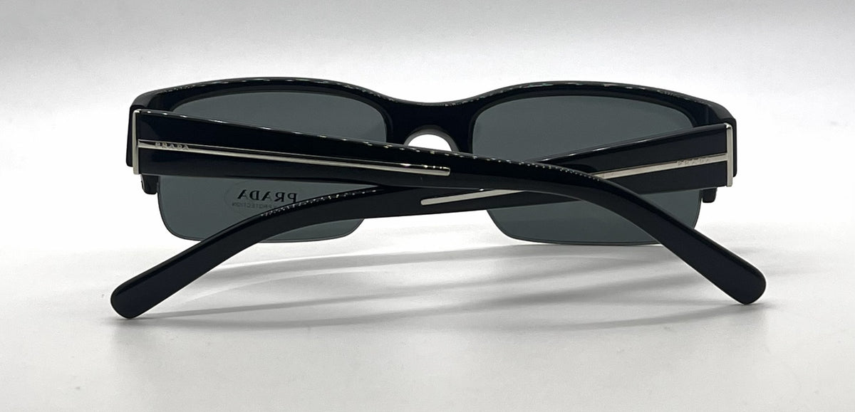 Prada SPR30L 1AB-1A1 Black Semi-Rimless Vintage Sunglasses Grey Blue Lenses-Unworn